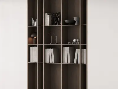 202 bookcase and rack 05 wooden with decor 01 3D model