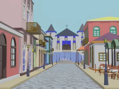 Pack Historical City Assets Low-poly 3D model