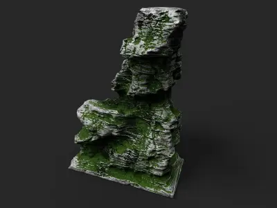 Mossy Cliff Rock 23-3 Low-poly 3D model
