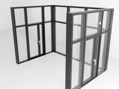 Panoramic windows Door Entrance 4 Low-poly 3D model
