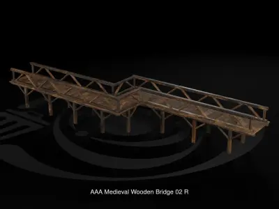 AAA Medieval Wooden Bridge Set 01 R 3D Model Pack