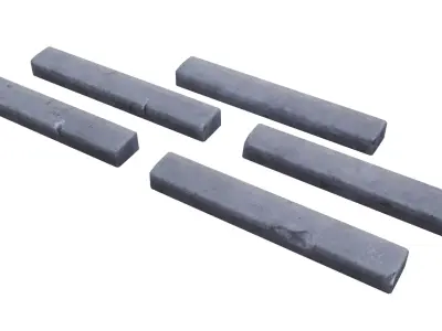 Curb set of concrete blocks Low-poly 3D model