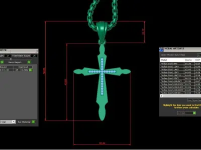High Cross Pendant Light Gold 18K 3CP028 3D print model