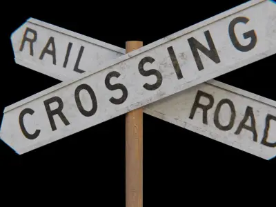 Railway-Crossing Roadsign Low-poly 3D model