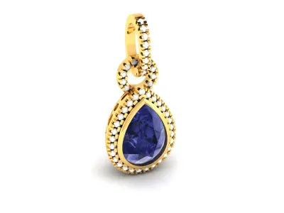 Women Pear Diamond Pendant 3DM STL OBJ FBX Render Details 3D print model
