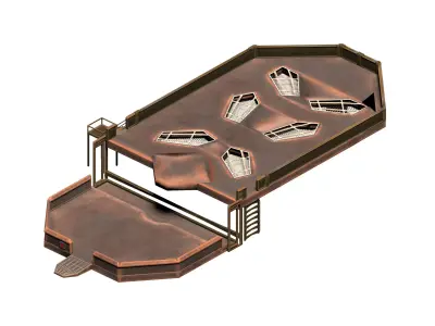 Sci-fi metal platform Low-poly 3D model