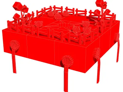Farm level modular 3d model Low-poly 3D model