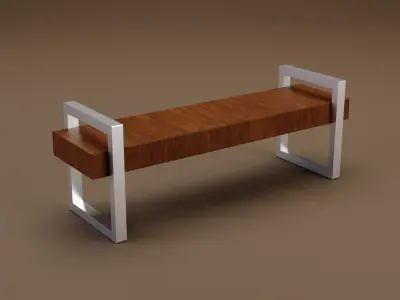 Bench Low-poly 3D model wooden Free low-poly 3D model