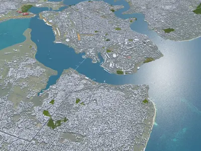 Mombasa Kenya 30km Low-poly 3D model