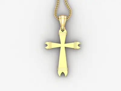 Light Gold 18K Cross Pendant 2CP098 3D print model