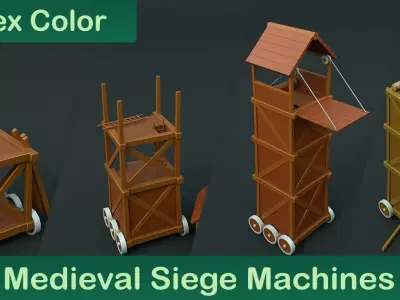 Siege Mashines PACK Low-poly 3D model