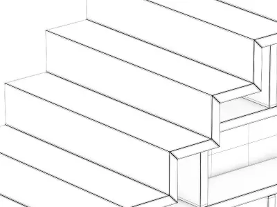 Wooden Stairs with Bookshelf 3D model