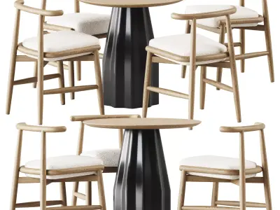 Burin Wooden Table D80 by Viccarbe and Chair Emilia by Meridiani 3D model