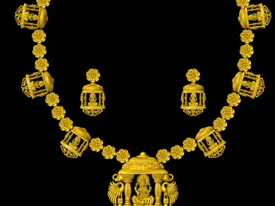 Lakshmi temple necklace 3D print model