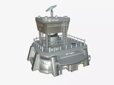 SciFi Facility B08 Metallic - Sci Fi Exterior Design Low-poly 3D model
