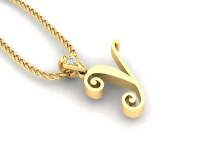 Light Gold Fancy Font Pendant Y 3D print model