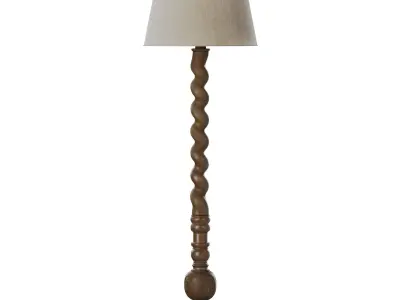French Twisted Wood Floor Lamp 3D model