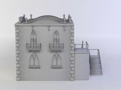 Small white Castle  Low-poly 3D model