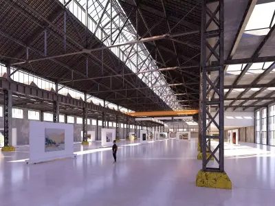 Art Gallery in Vintage Warehouse 3D model