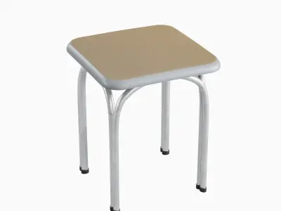Silver Steel Stool 03 3D model