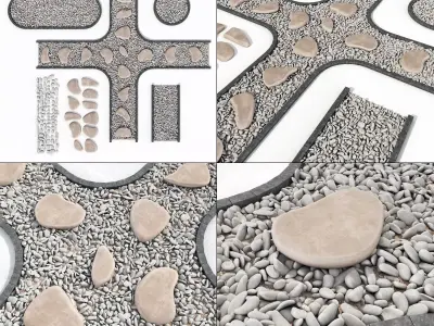 Stone plate pabble road n1 3D model