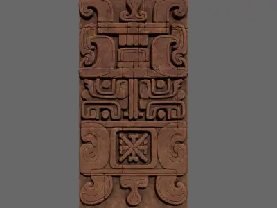 High poly Yellow Mayan Temple Wall 230731 3D model