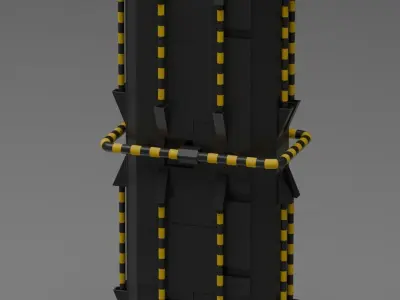 Sci Fi Industrial Columns Low-poly 3D model