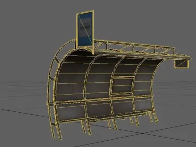 Bus stop Low-poly 3D model 30