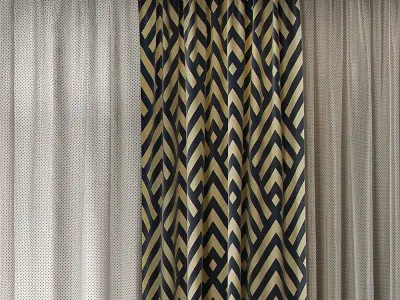 Curtains with Window 6 3D model