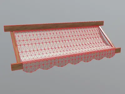 Awning 2 with wooden frame Low-poly 3D model