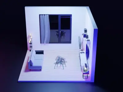 Living Room Free low-poly 3D model