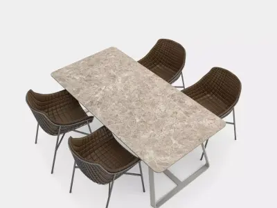 Dining set with table and chair  3D model