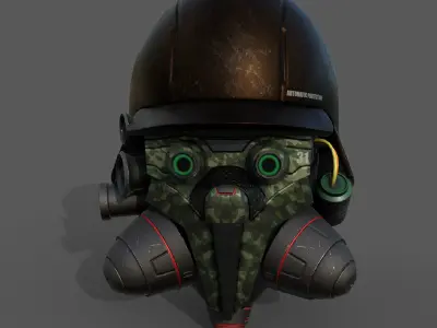Helmet gas mask scifi military combat fantasy armor  Low-poly 3D model