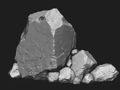 Cracked Cliff Rock 3D High-Poly 3D model