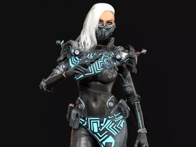 CyberCopGirl Low-poly 3D model