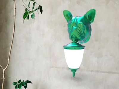 Dog Head Wall Lamp 3D print model get