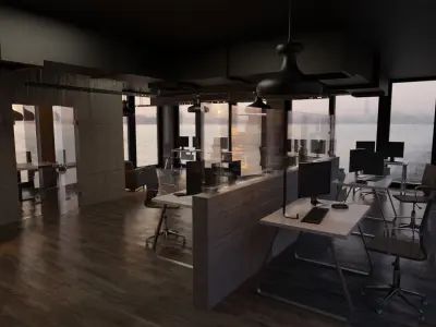 Office space Low-poly 3D model