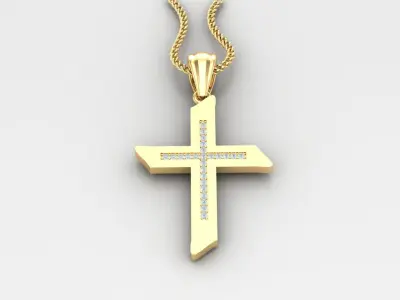 High Cross Pendant Light Gold 18K 4CP068 3D print model