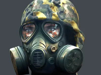 Gas mask helmet 3d model military combat fantasy cyborg Low-poly 3D model