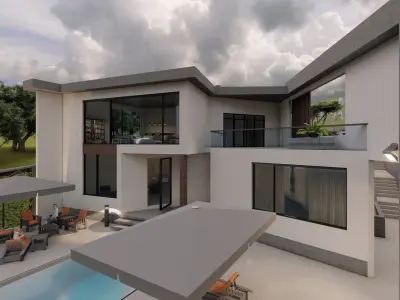 G2 HOUSE Modern beach house villa  with interior and landscape 3D model