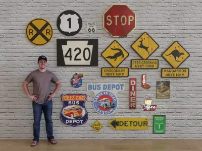 ROAD SIGNS PACK Low-poly 3D model