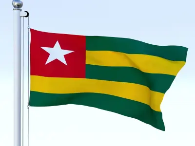 Animated Togo Flag Low-poly 3D model
