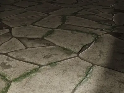 Paving Stone Medievil Worn and Mossy PBR Texture Texture