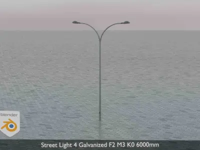 Street Light 4 Galvanized F2 M3 K0 6000mm Low-poly 3D model