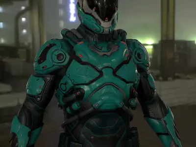 Futuristic Soldier Low-poly 3D model