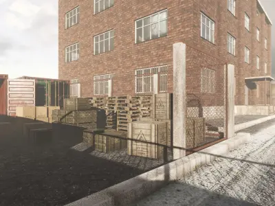 HQ Modular Industrial Area Low-poly 3D model