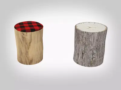 Wood Log Seating Low-poly 3D model