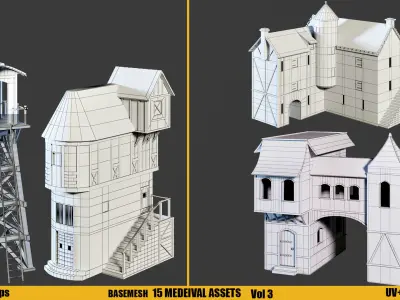 KITBASH -MEDIEVAL ASSETS -Textures vol 3 Low-poly 3D model