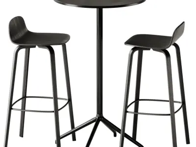 Visu Bar Stool and Still Cafe Table by Muuto 3D model