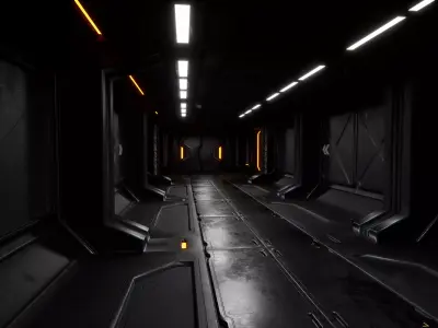 Modular Sci-Fi Corridor kit Low-poly 3D model